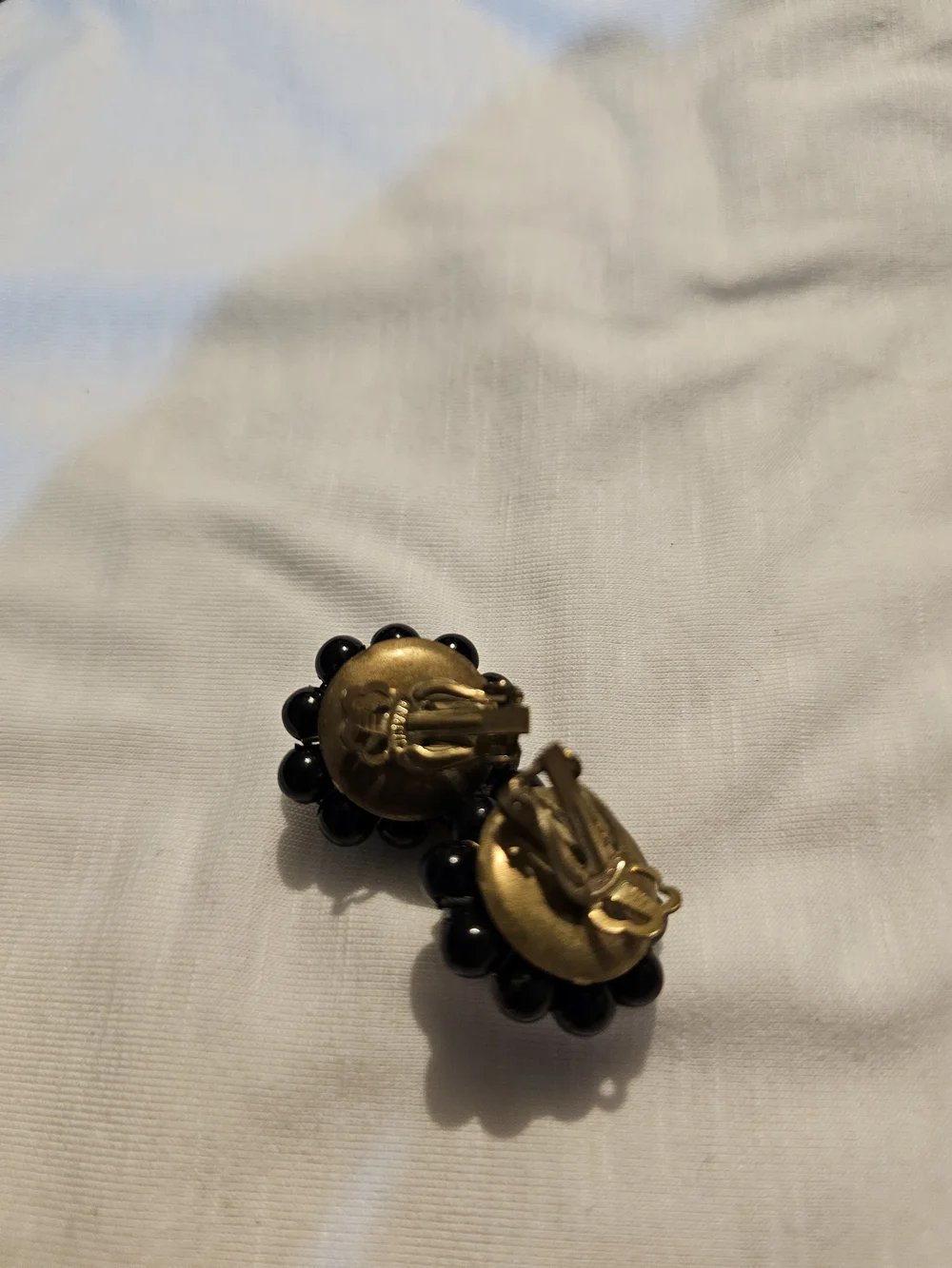 Black Bead Cluster Clip-On Earrings